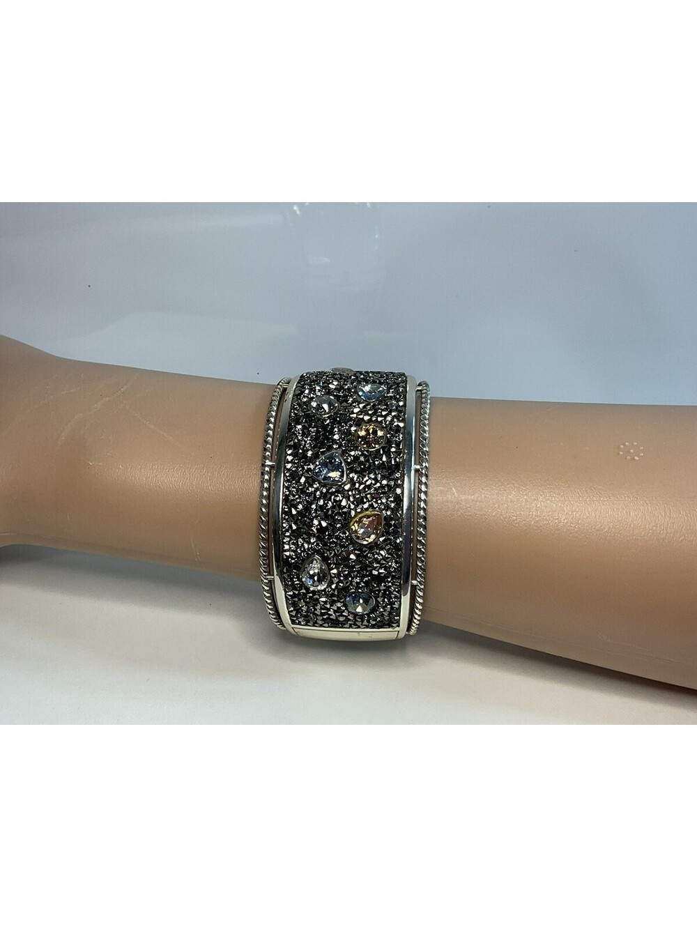 Brighton Crystal Rocks Dreams Hinged Cuff Bracelet